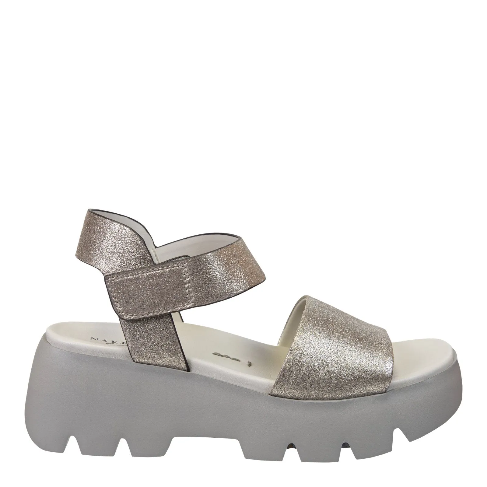 Naked Feet: ALLOY in SILVER Platform Sandals